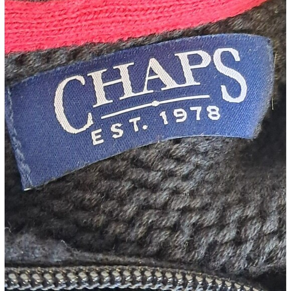 CHAPS Cable Knit Mens Medium1/4 Zip Black White Grandpa Sweater - Picture 11 of 11